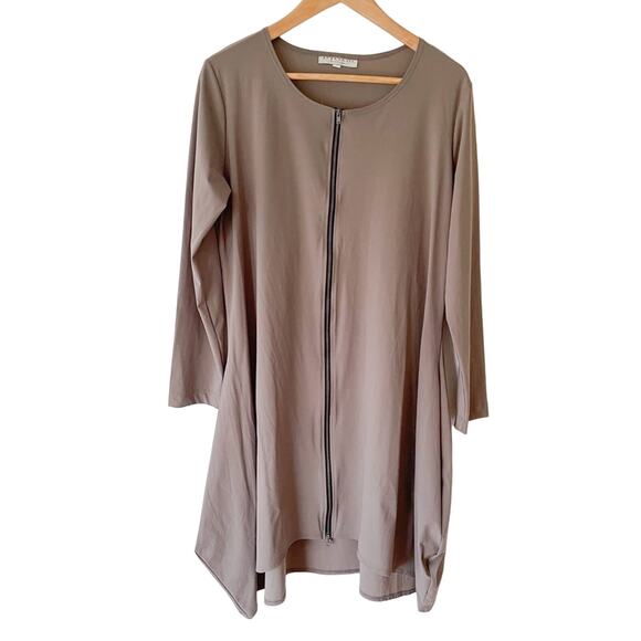 Bryn Walker Jersey Tunic Jacket Womens Small Beige Full Zip Lagenlook NWT - Picture 2 of 16